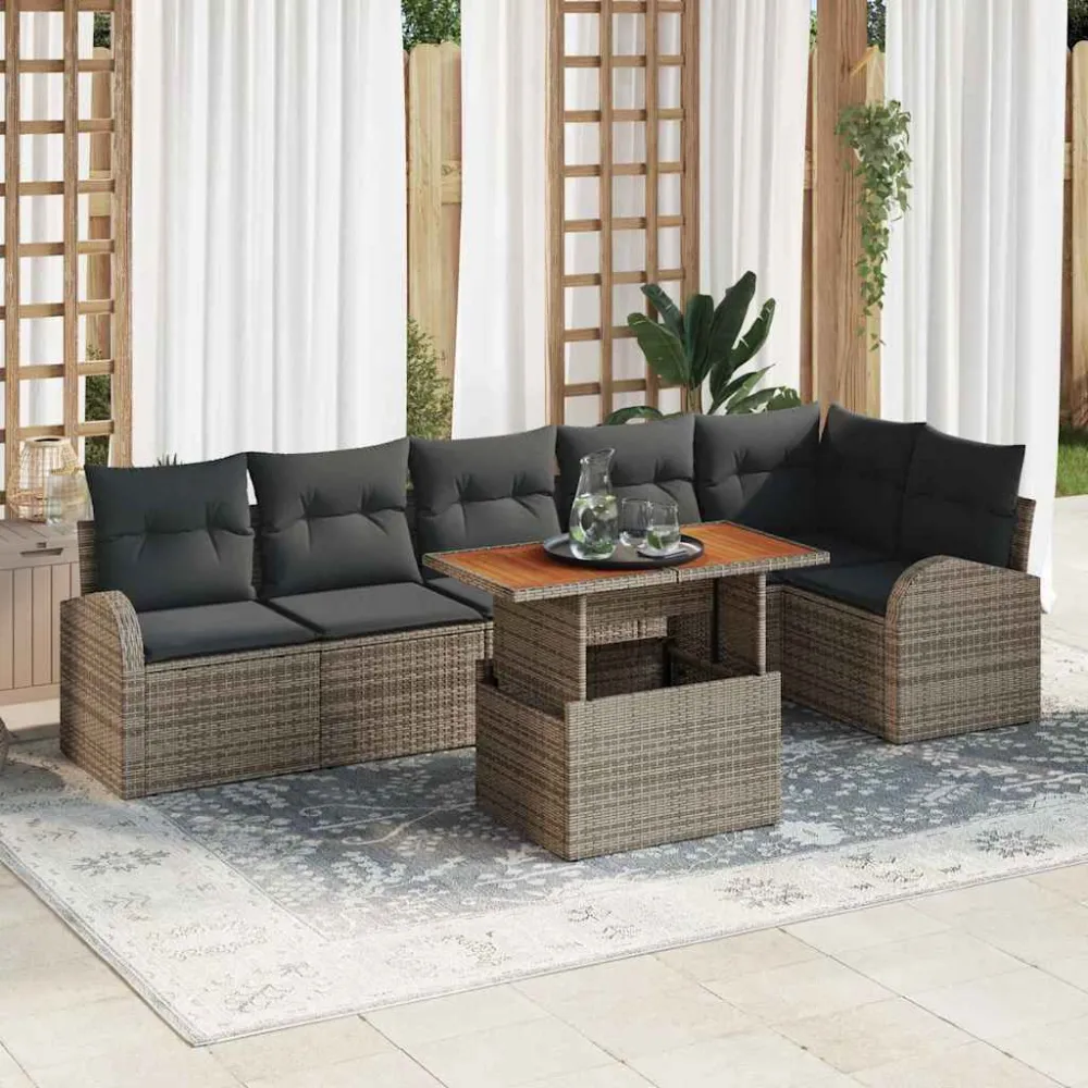 Tuin Sofa Set met kussen 7 pcs Grijs vidaXL