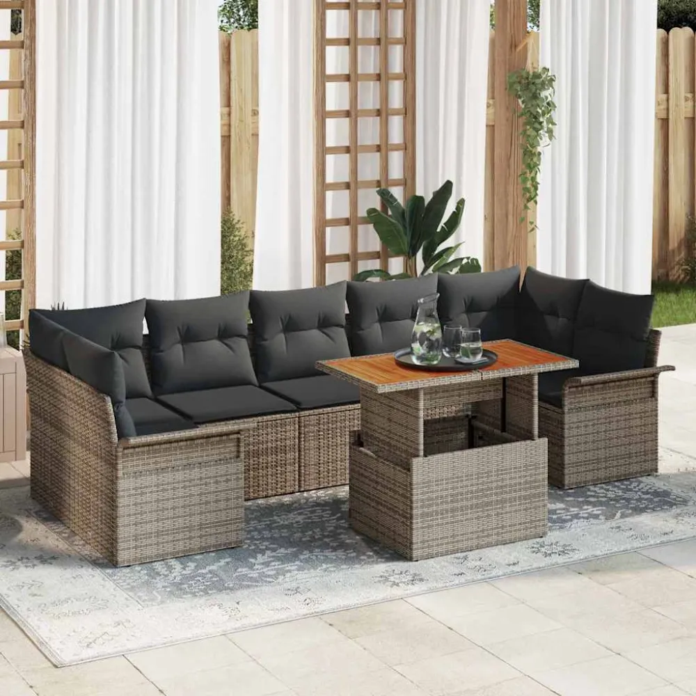 Tuin Sofa Set met kussen 8 pcs Grijs vidaXL