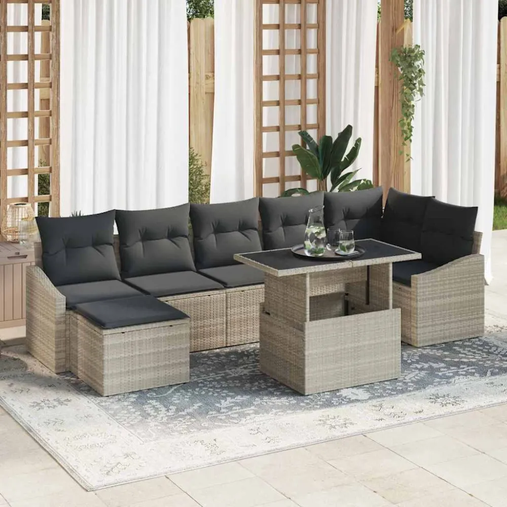 Tuin Sofa Set met kussen 8 pcs Licht Grijs en Donker Grijs vidaXL