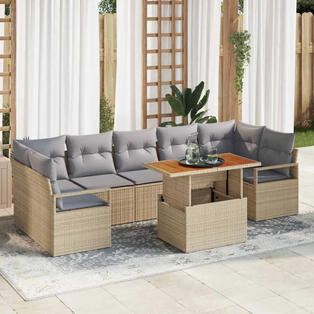 Tuin Sofa Set met kussen 8 pcs Beige en Grijs vidaXL