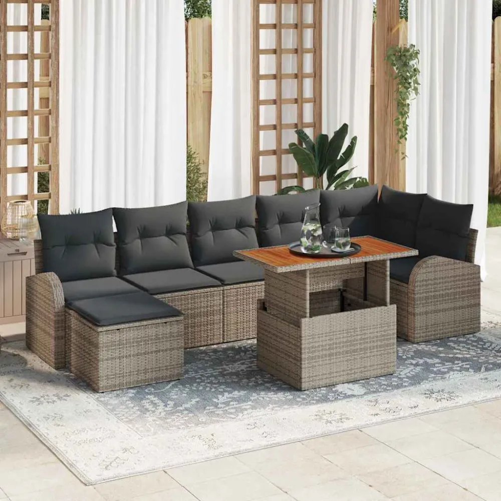 Tuin Sofa Set met kussen 8 pcs Grijs vidaXL