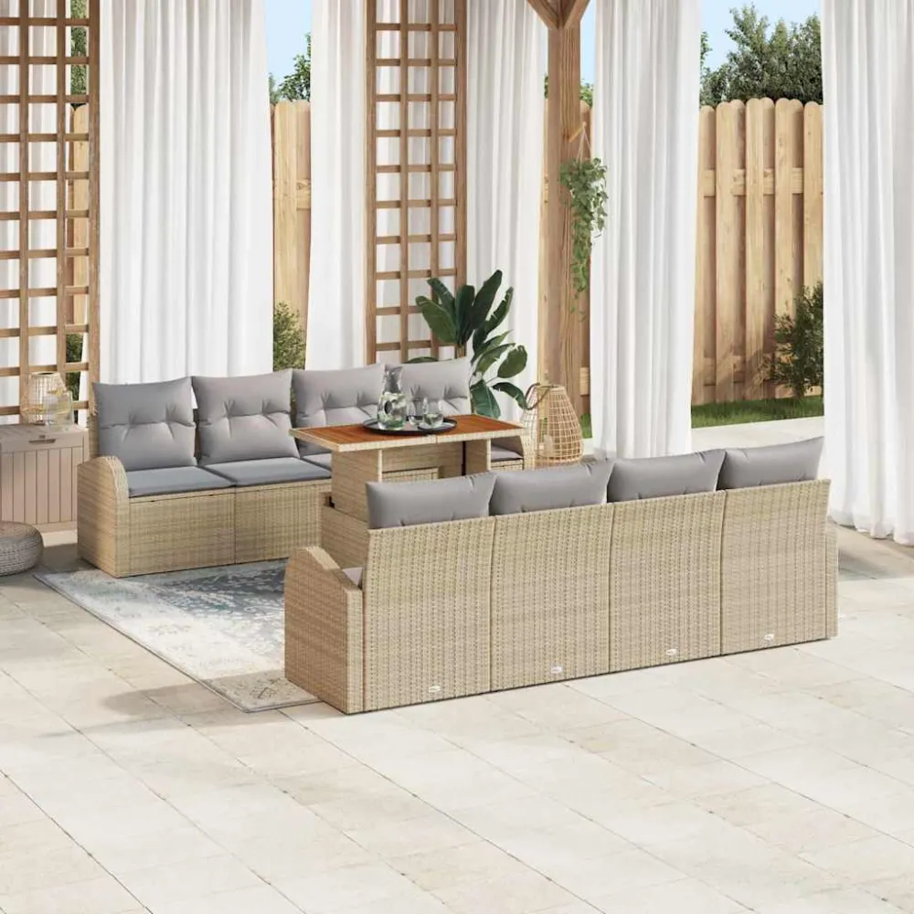 Tuin Sofa Set met kussen 7 pcs beige en lichtgrijs vidaXL