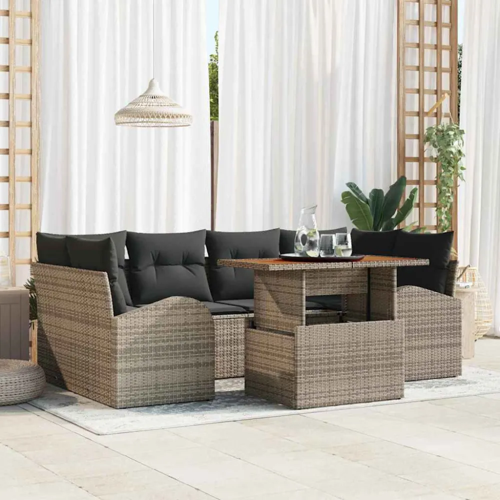 Tuin Sofa Set met kussen 7 pcs Grijs vidaXL