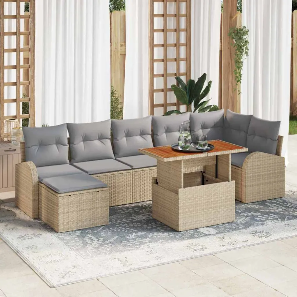 Tuin Sofa Set met kussen 8 pcs beige en lichtgrijs vidaXL