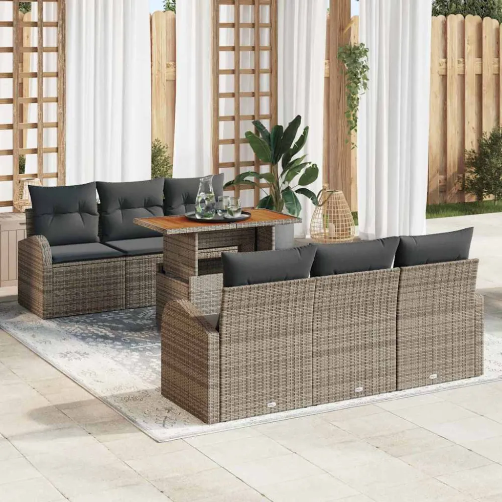 Tuin Sofa Set met kussen 7 pcs Grijs vidaXL