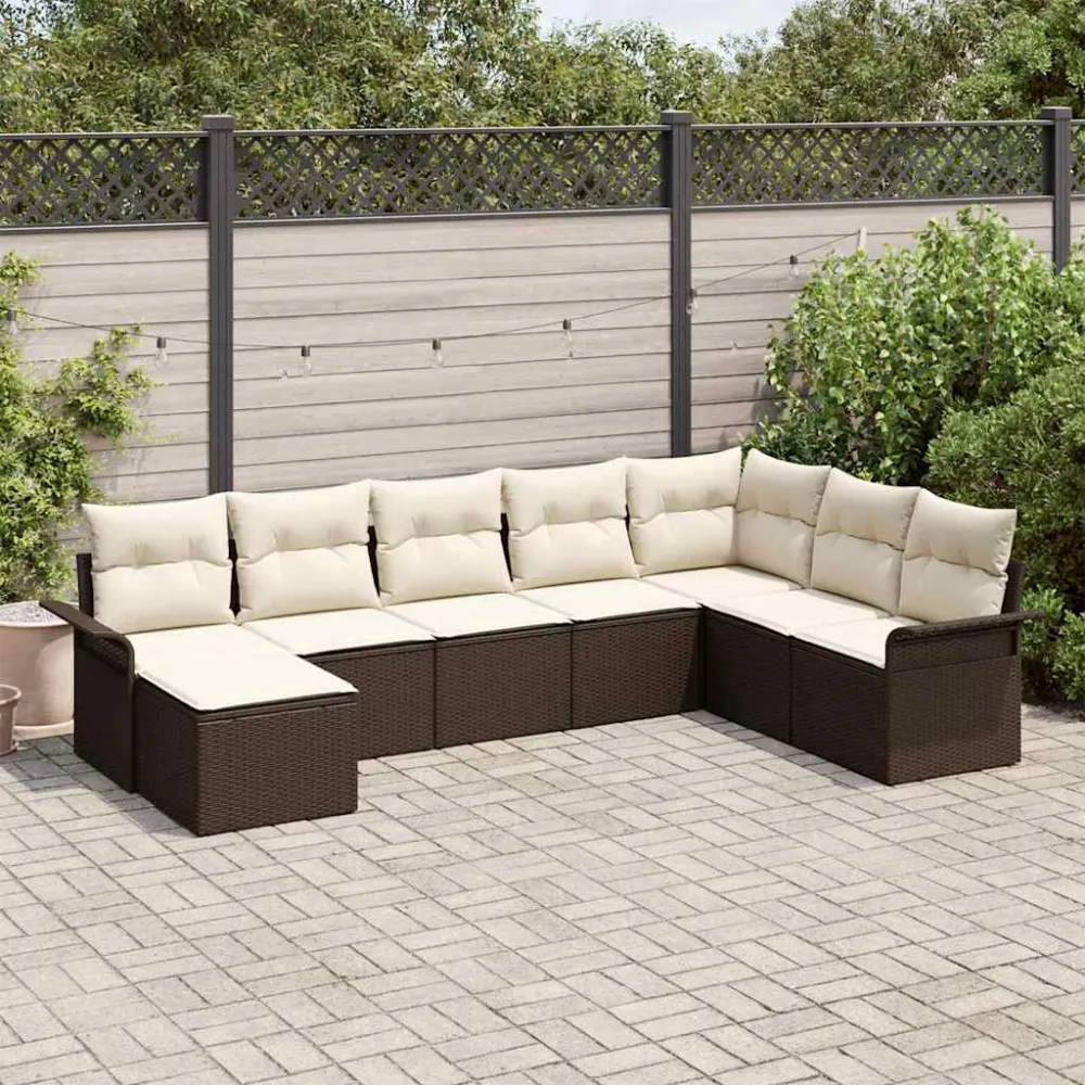 Tuin Sofa Set met kussen 8 pcs Bruin poly rattan vidaXL
