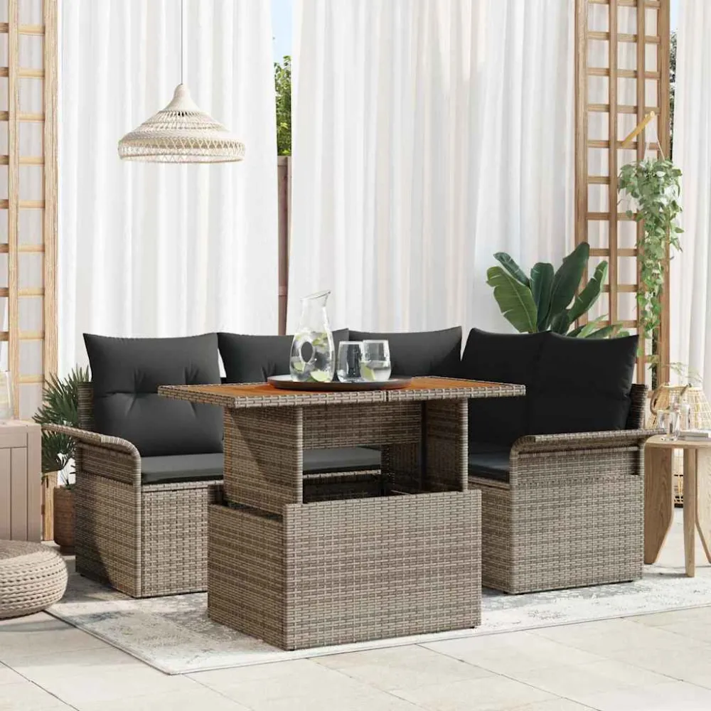 Tuin Sofa Set met kussen 5 pcs Grijs vidaXL