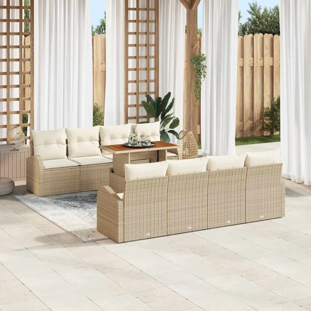 Tuin Sofa Set met kussen 7 pcs Beige en Crème vidaXL