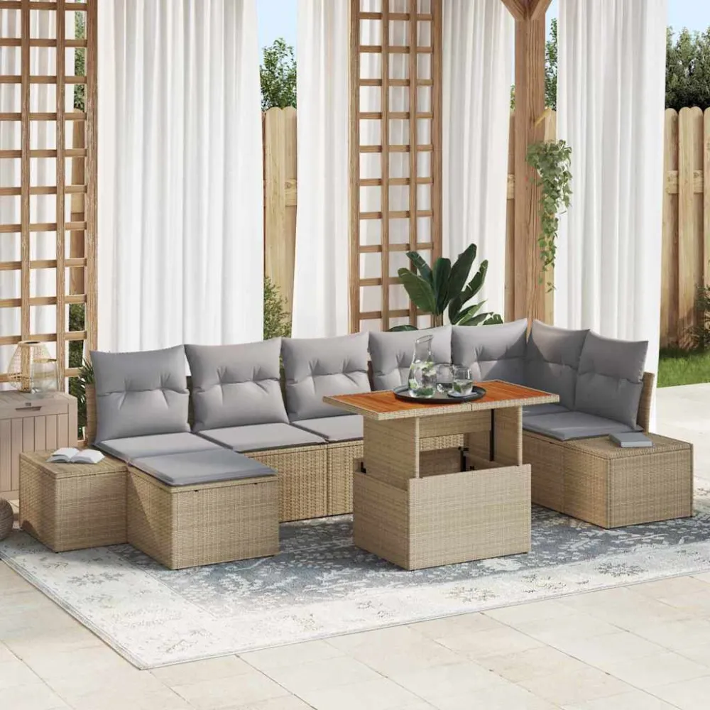 Tuin Sofa Set met kussen 8 pcs Beige en Grijs vidaXL