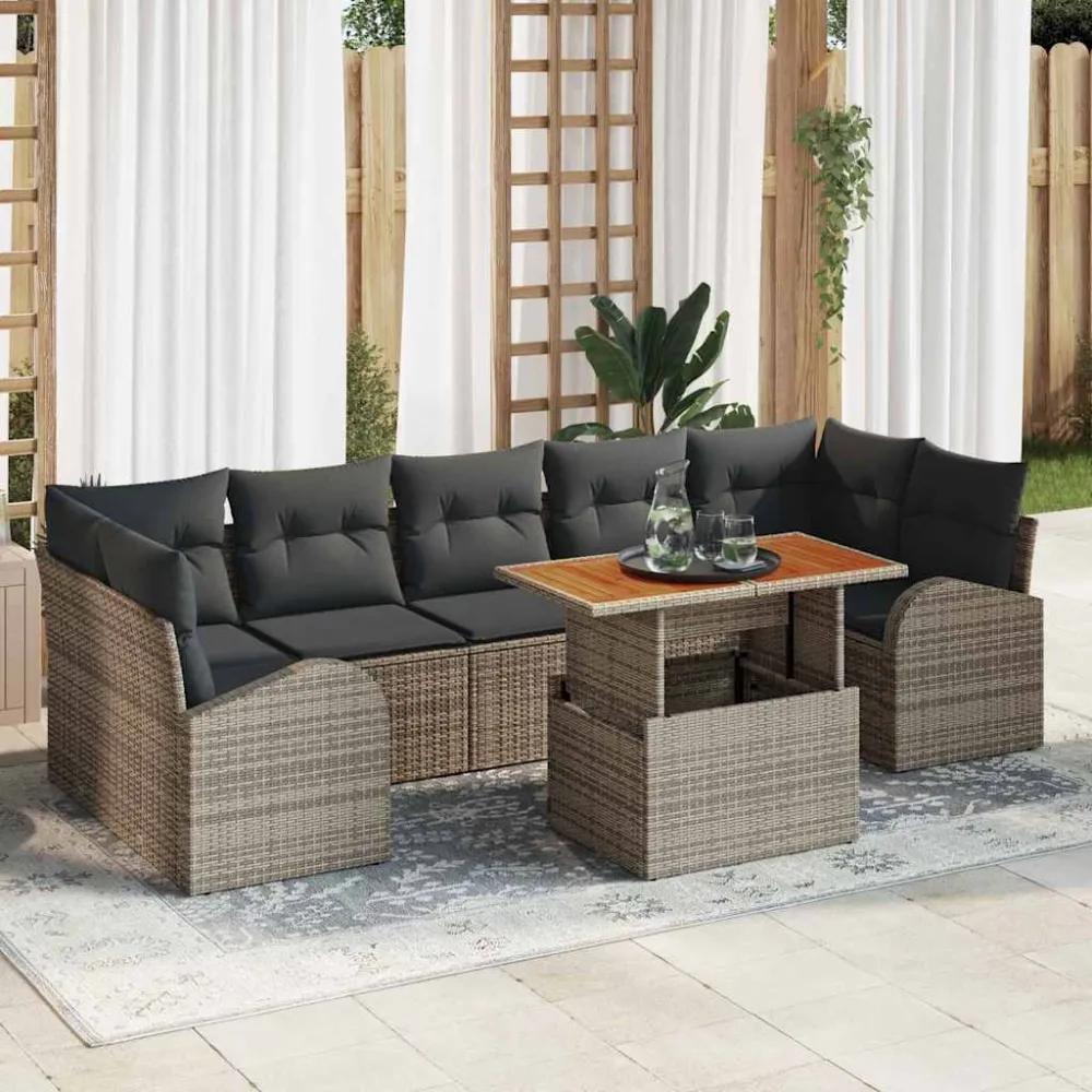 Tuin Sofa Set met kussen 8 pcs Grijs vidaXL
