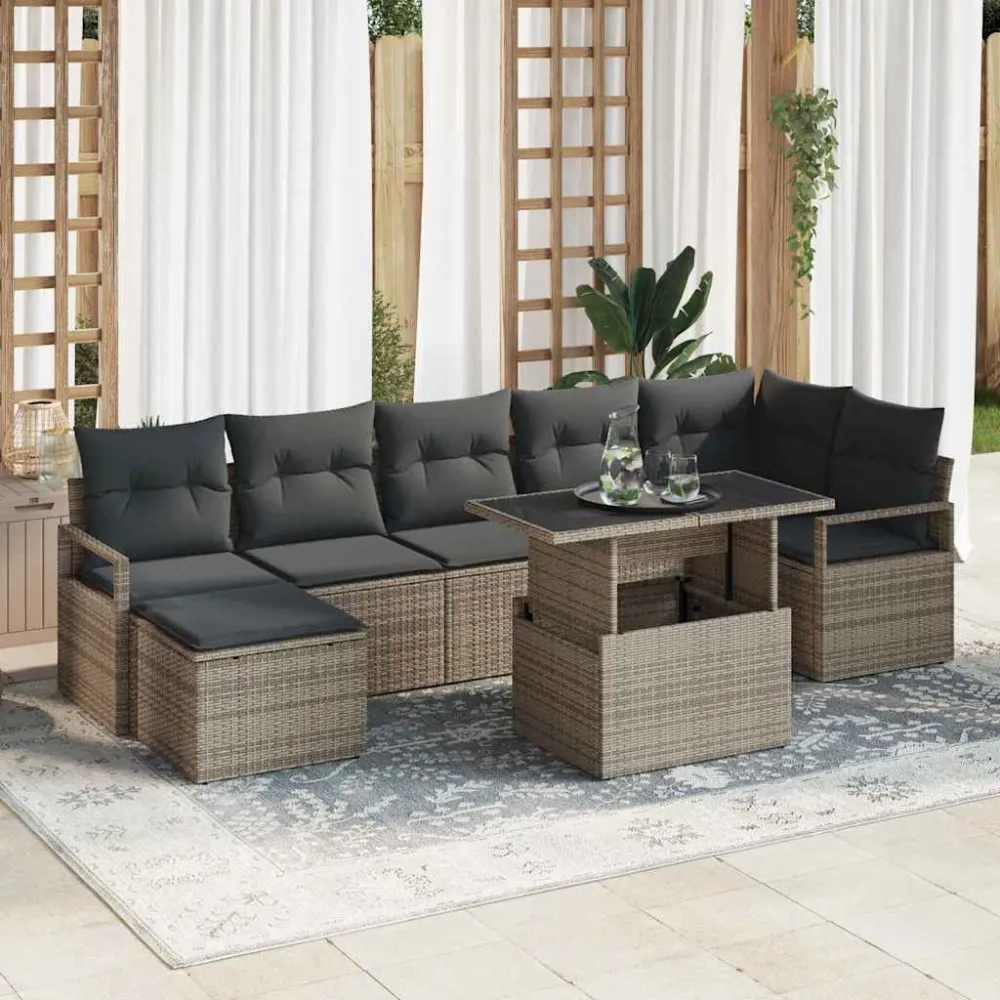 Tuin Sofa Set met kussen 8 pcs Grijs vidaXL