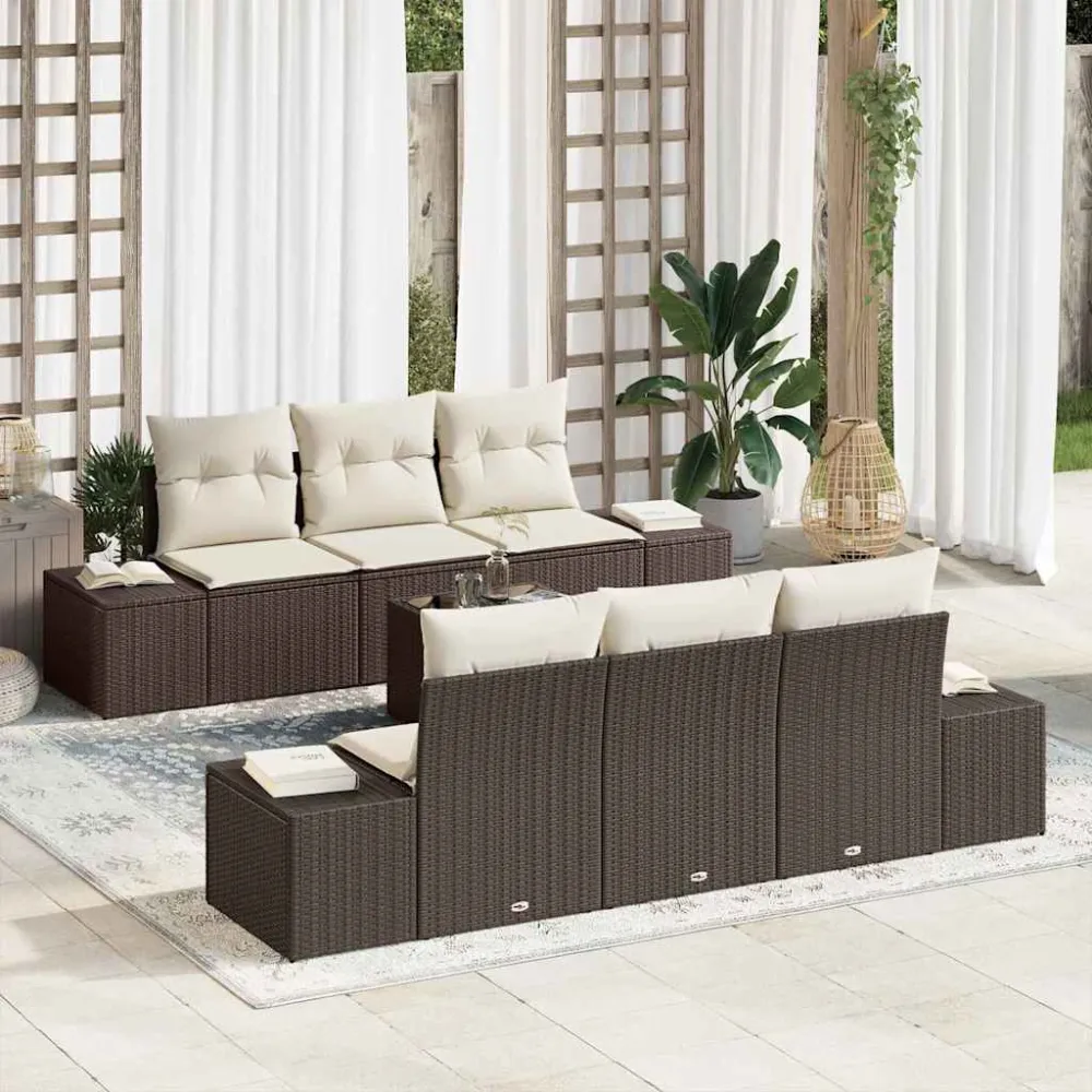 Tuin Sofa Set met kussen 8 pcs Bruin en Crème poly rattan vidaXL