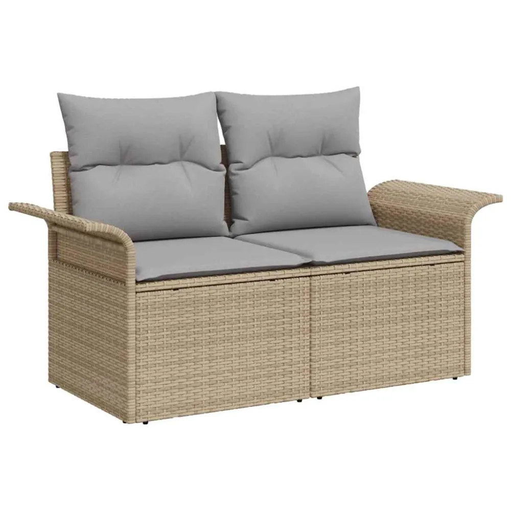 Tuin Sofa Set met opslag 6 pcs Beige Poly riet vidaXL