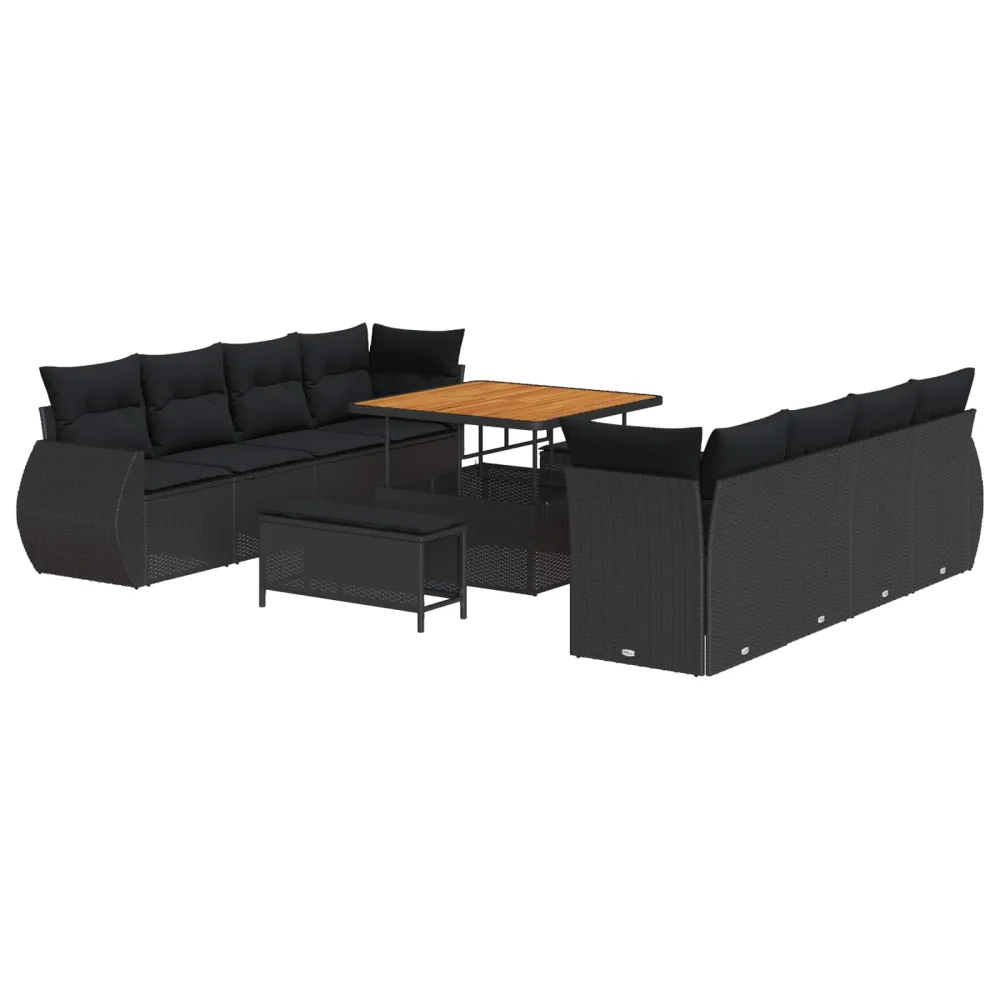 Tuin Sofa Set met opslag 11 pcs Zwart Poly riet vidaXL