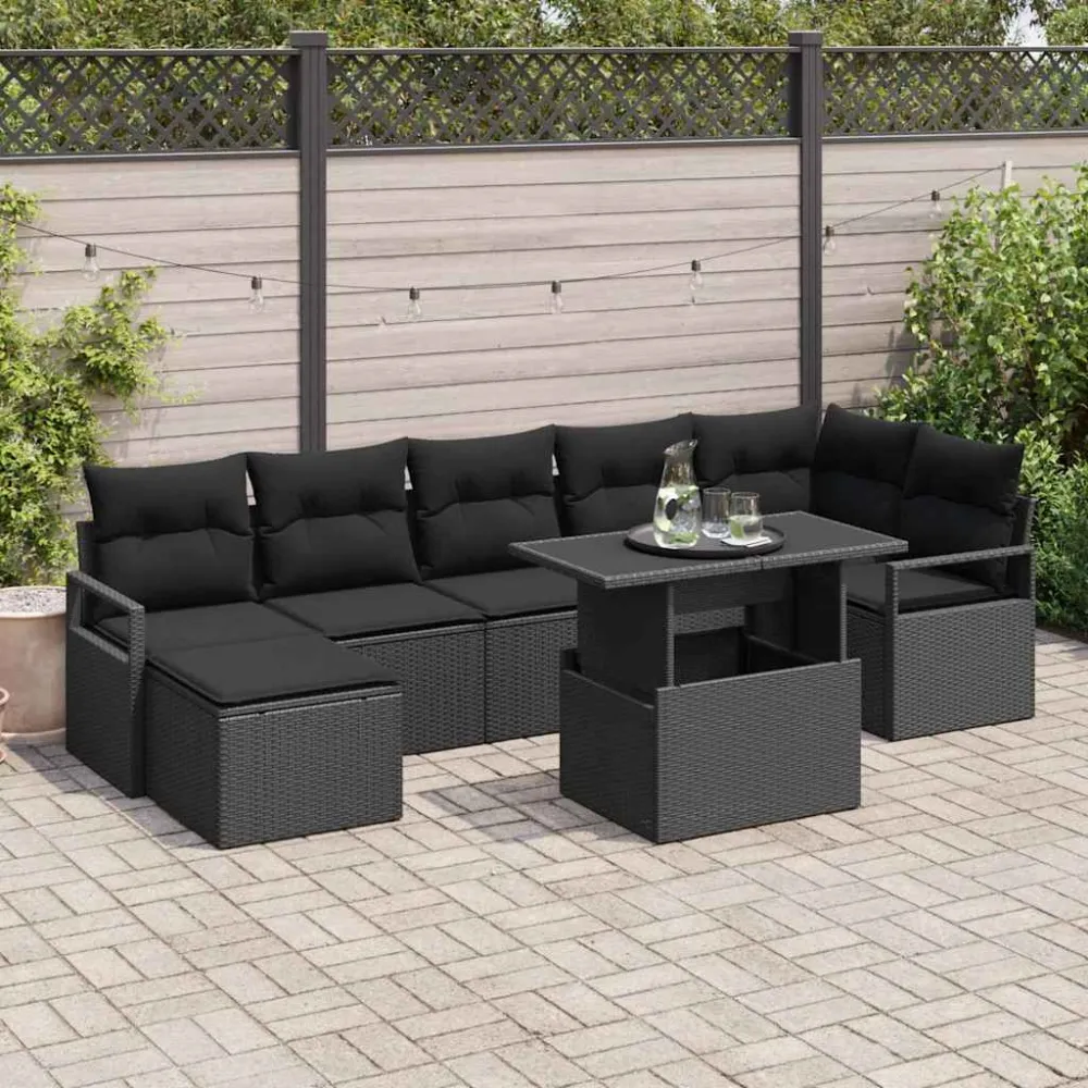 Tuin Sofa Set met opslag 8 pcs Zwart poly rattan vidaXL