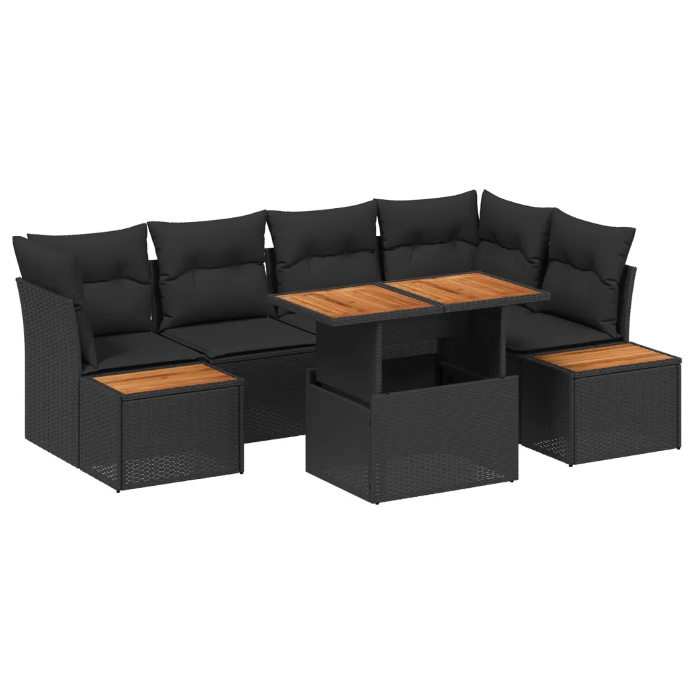 Tuin Sofa Set met opslag 10 pcs Zwart Poly riet vidaXL