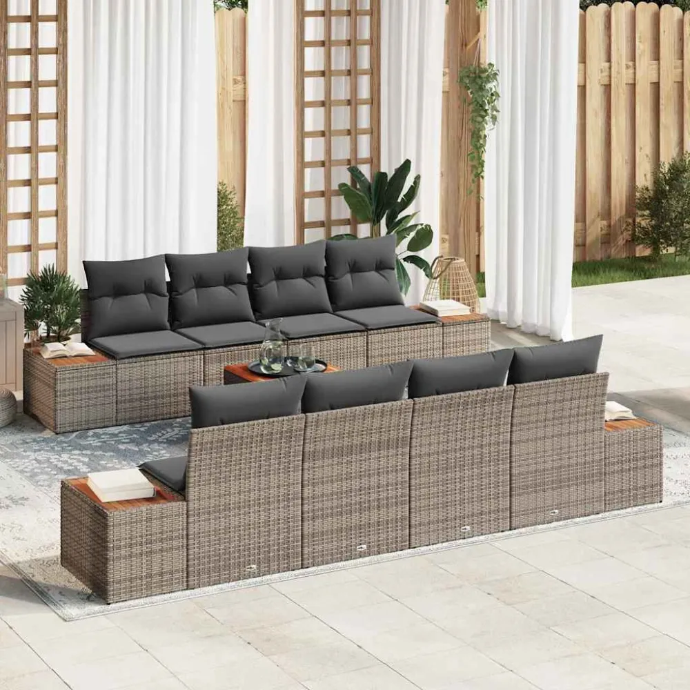 Tuin Sofa Set met opslag 9 pcs Grijs Poly riet vidaXL