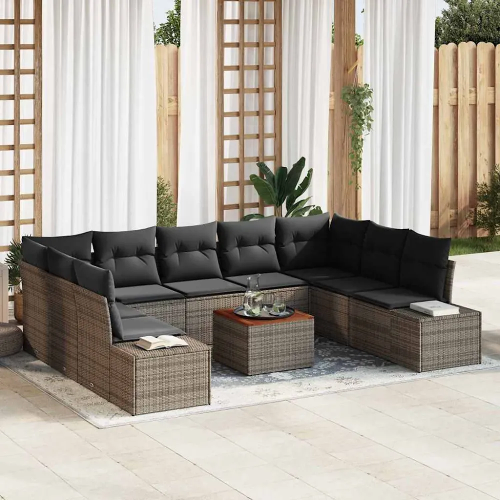 Tuin Sofa Set met opslag 10 pcs Grijs vidaXL