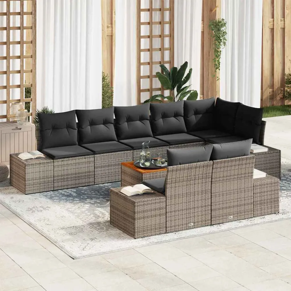 Tuin Sofa Set met opslag 9 pcs Grijs vidaXL