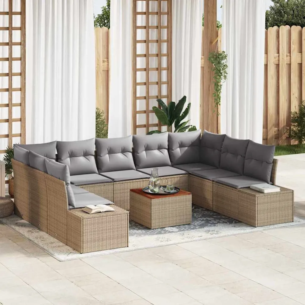 Tuin Sofa Set met opslag 10 pcs beige en lichtgrijs vidaXL