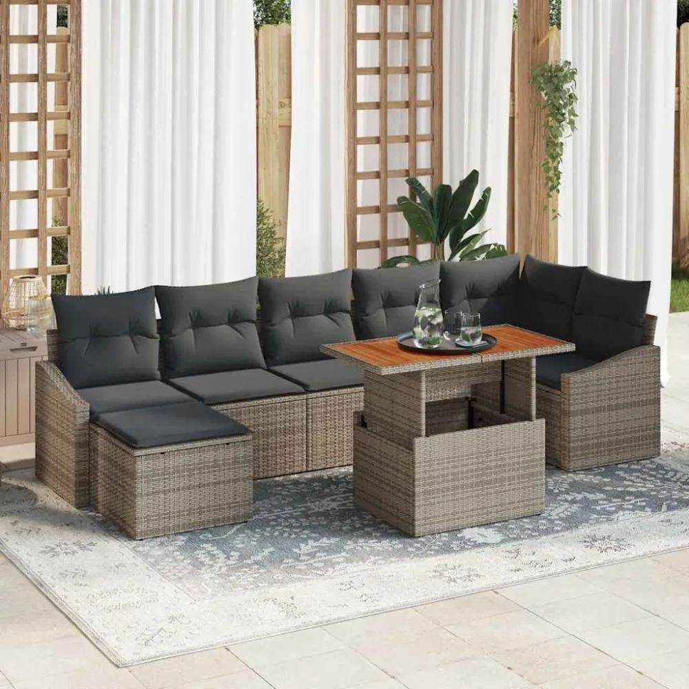 Tuin Sofa Set met opslag 8 pcs Grijs Poly riet vidaXL