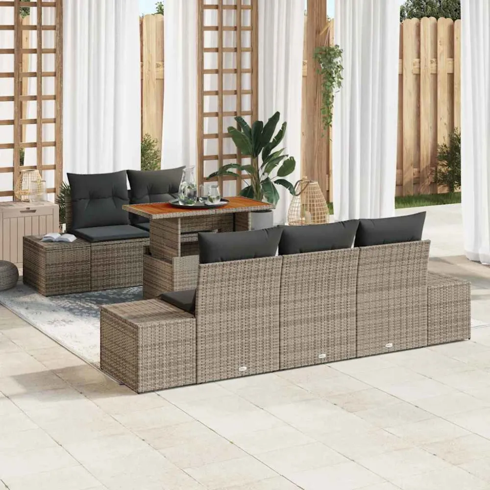 Tuin Sofa Set met opslag 6 pcs Grijs Poly riet vidaXL