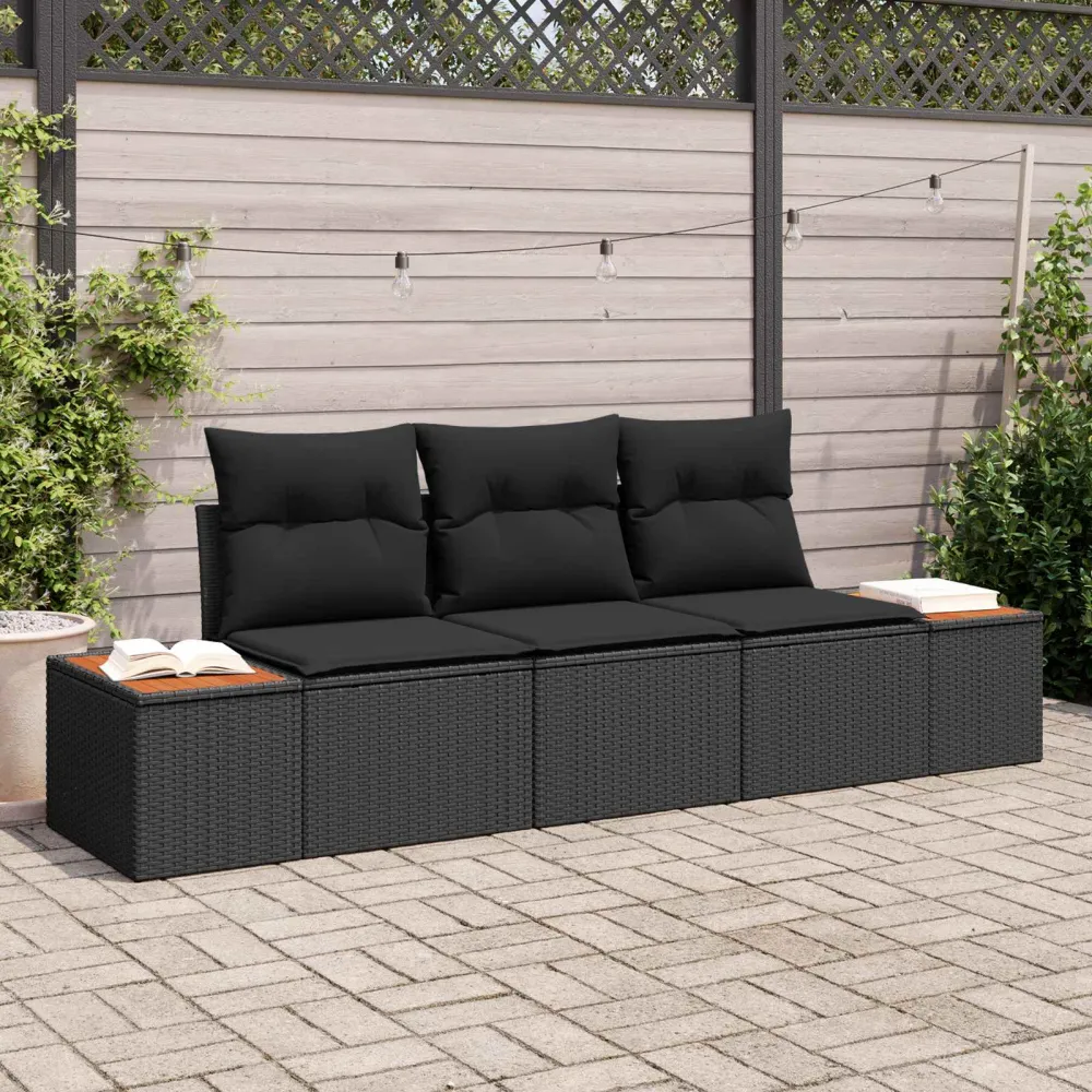 Tuin Sofa Set met opslag 3 pcs Zwart Poly riet vidaXL