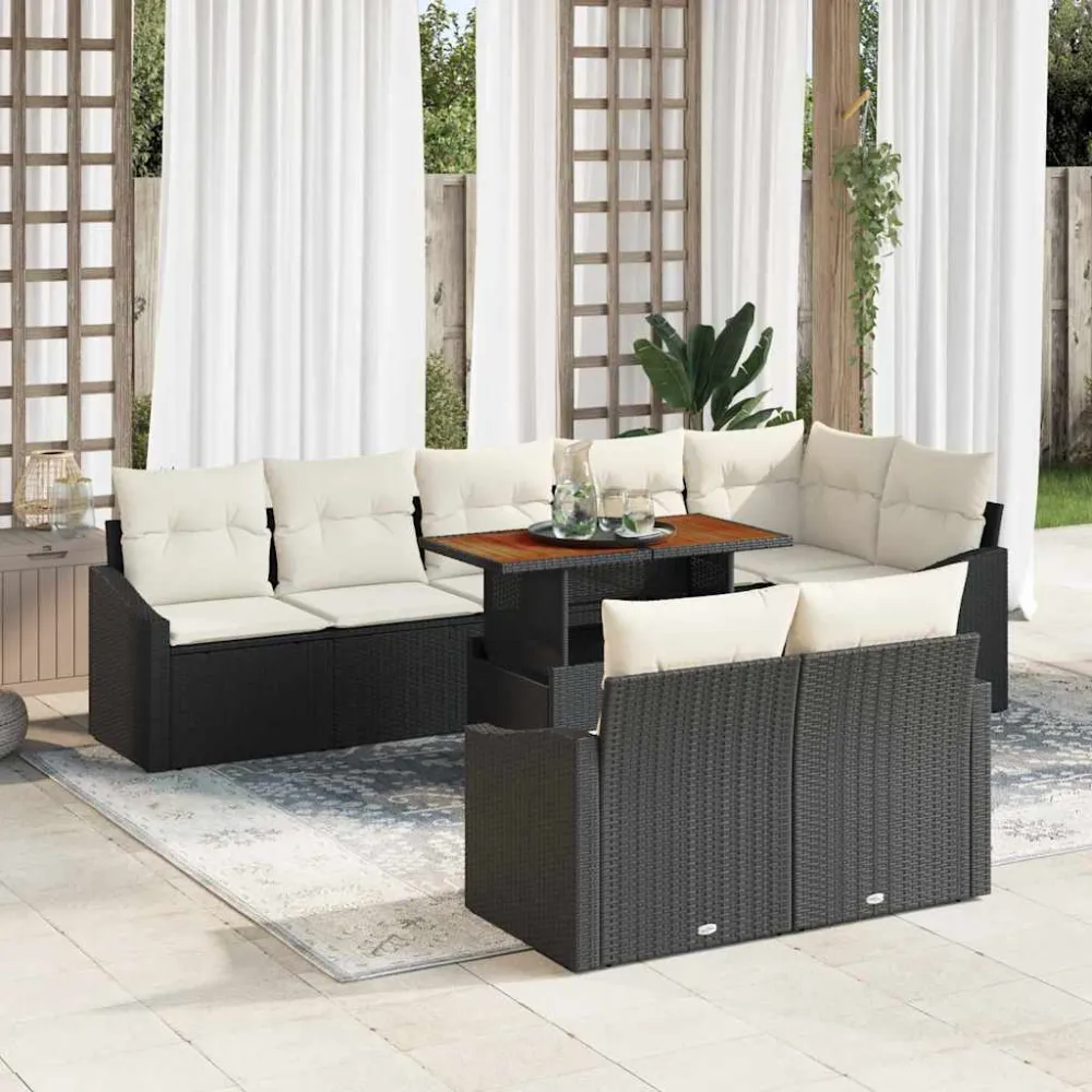 Tuin Sofa Set met opslag 9 pcs Zwart Poly riet vidaXL