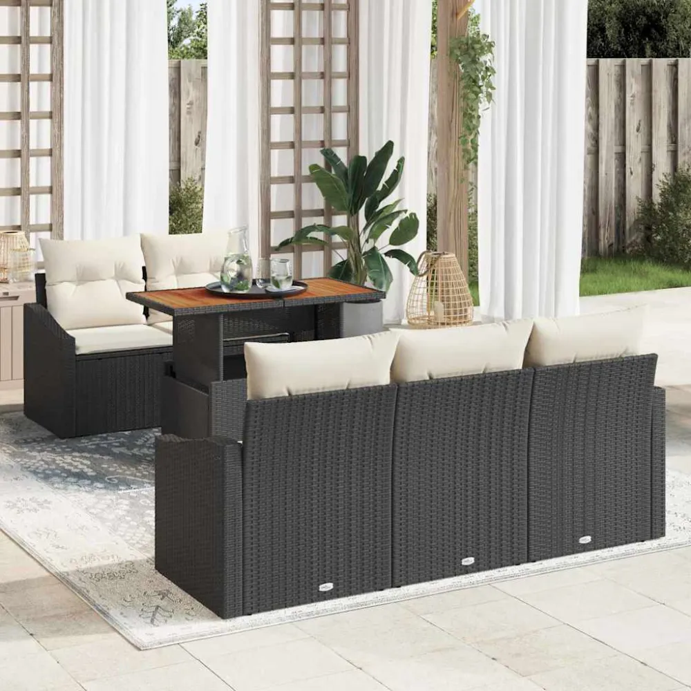 Tuin Sofa Set met opslag 6 pcs Zwart Poly riet vidaXL