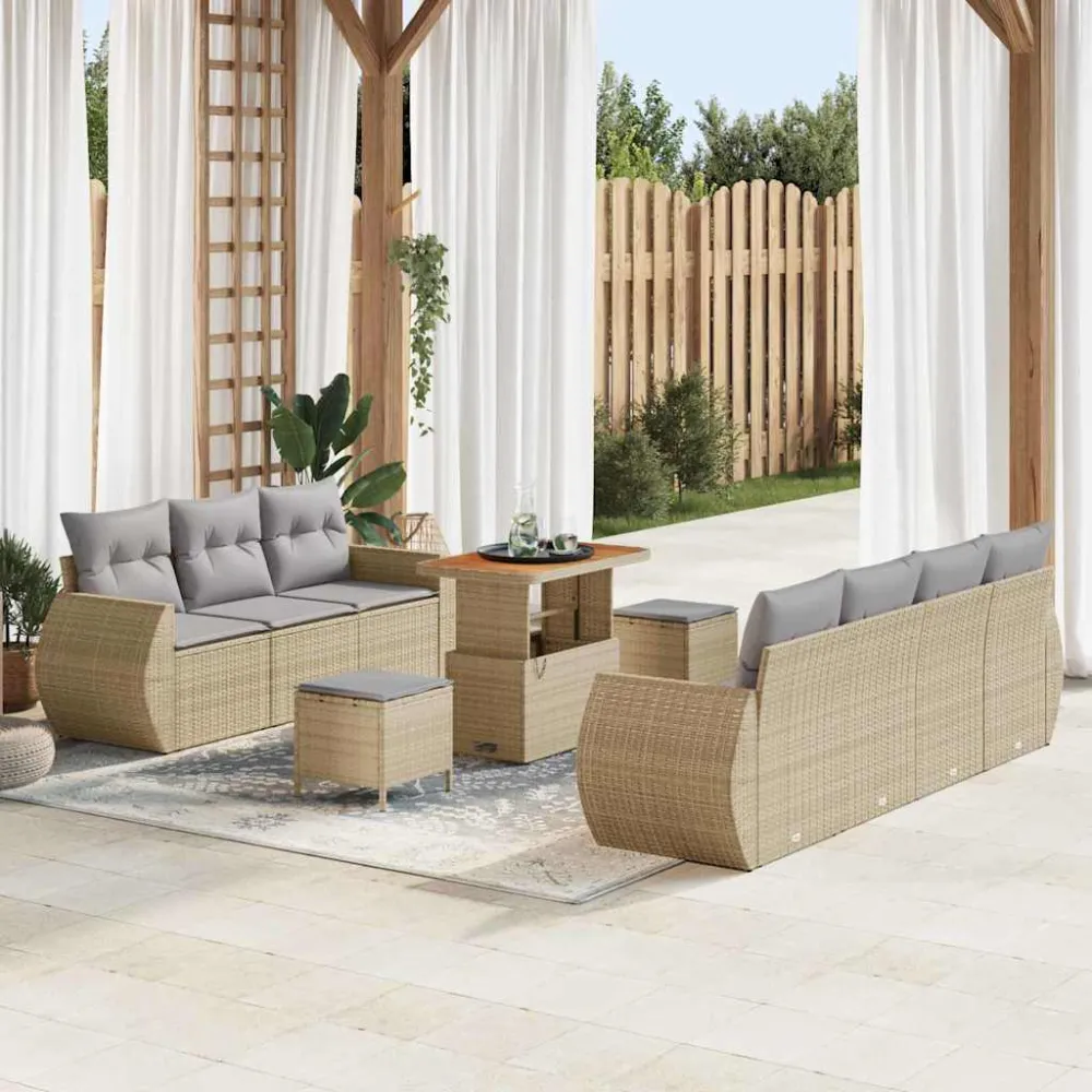 Tuin Sofa Set 10 pcs Beige en Licht Grijs poly rattan vidaXL