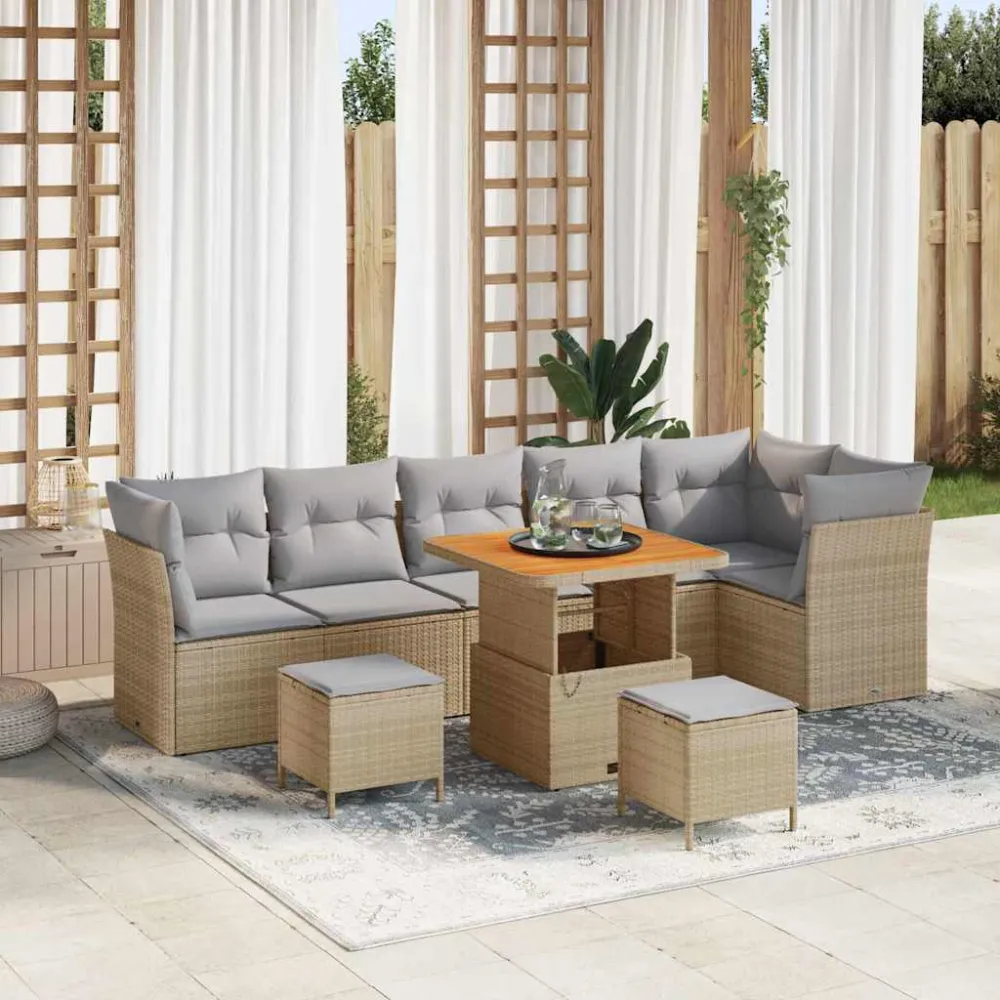 Tuin Sofa Set 9 pcs beige en lichtgrijs 80 x 80 x 71 cm vidaXL