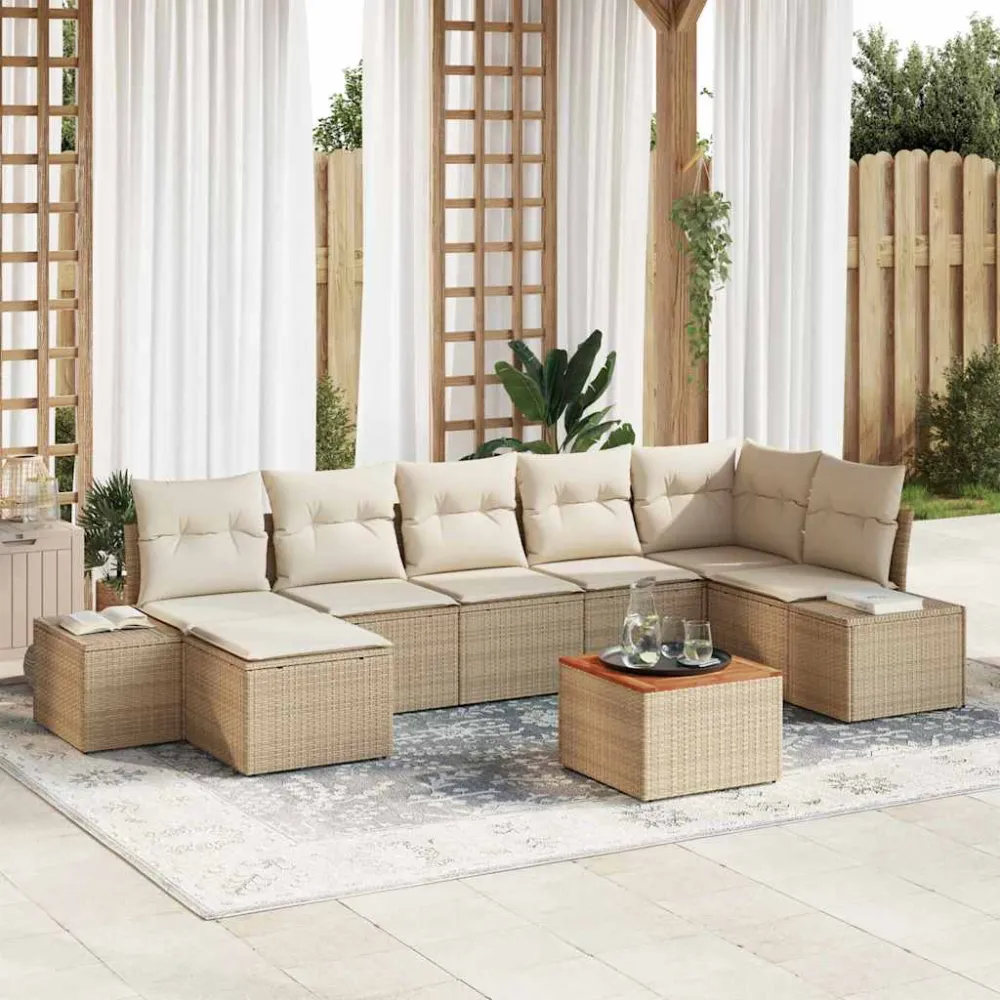 Tuin Sofa Set 8 pcs Beige en wit vidaXL