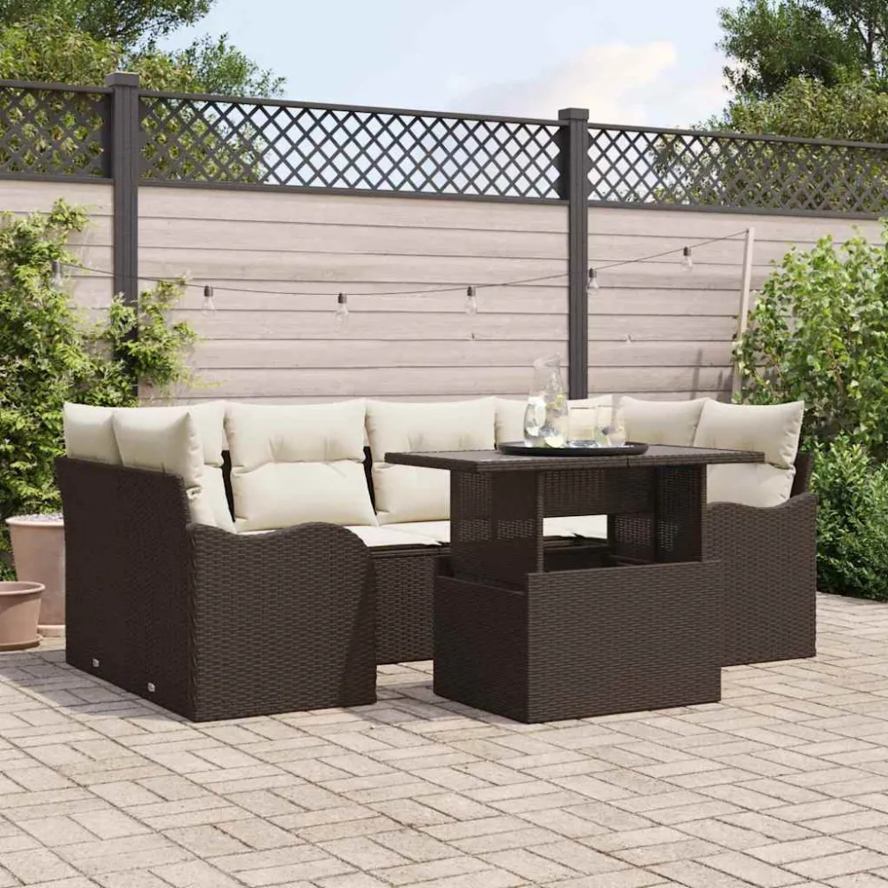 Tuin Sofa Set 7 pcs Bruin 234 x 122,5 x 85 cm Poly Rattan vidaXL