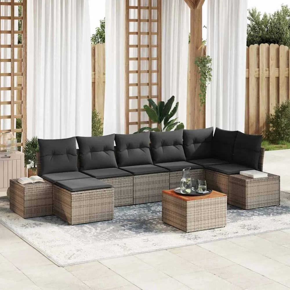 Tuin Sofa Set 8 pcs Grijs vidaXL