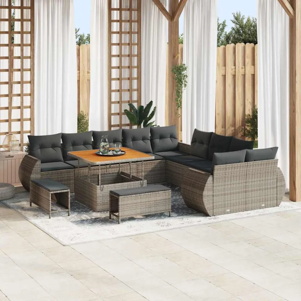 Tuin Sofa Set 13 pcs Grijs Poly rattan en gepoedercoat staal vidaXL
