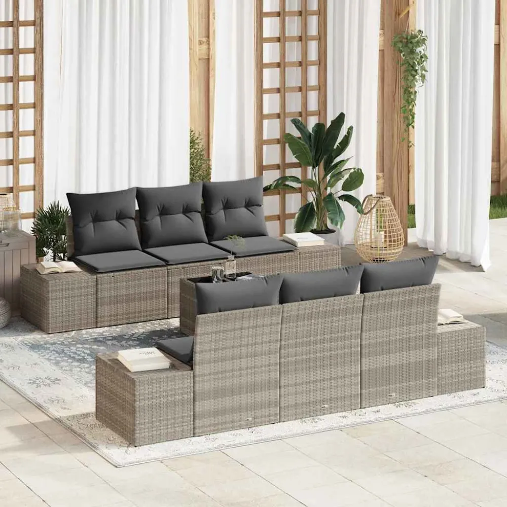 Tuin Sofa Set 8 pcs Licht Grijs en Donker Grijs poly rattan vidaXL