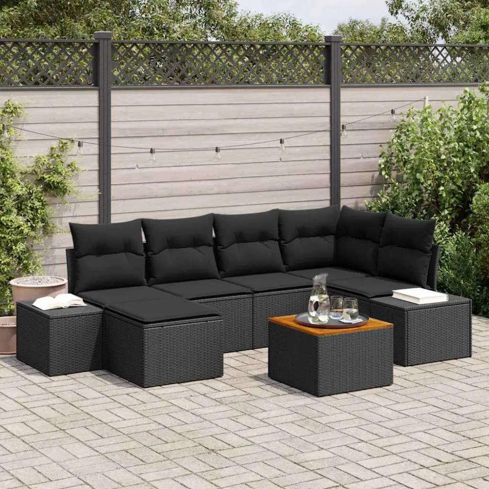Tuin Sofa Set 7 pcs Zwart vidaXL
