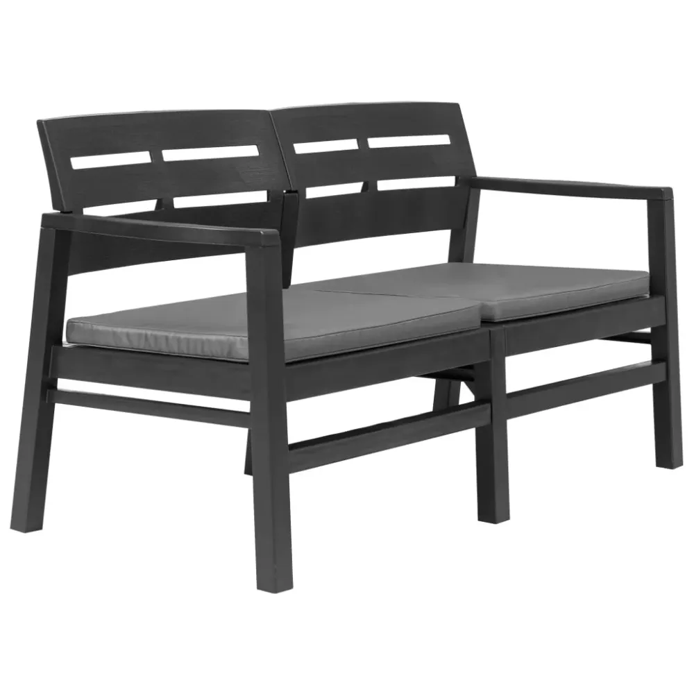 Tuinbank 2-zits met kussens 133 cm kunststof antraciet vidaXL