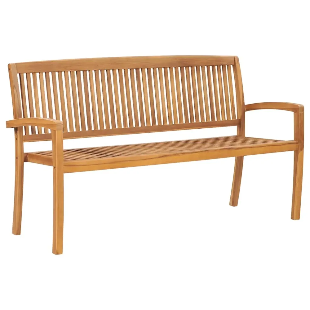 Tuinbank 3-zits stapelbaar 159 cm massief teakhout vidaXL