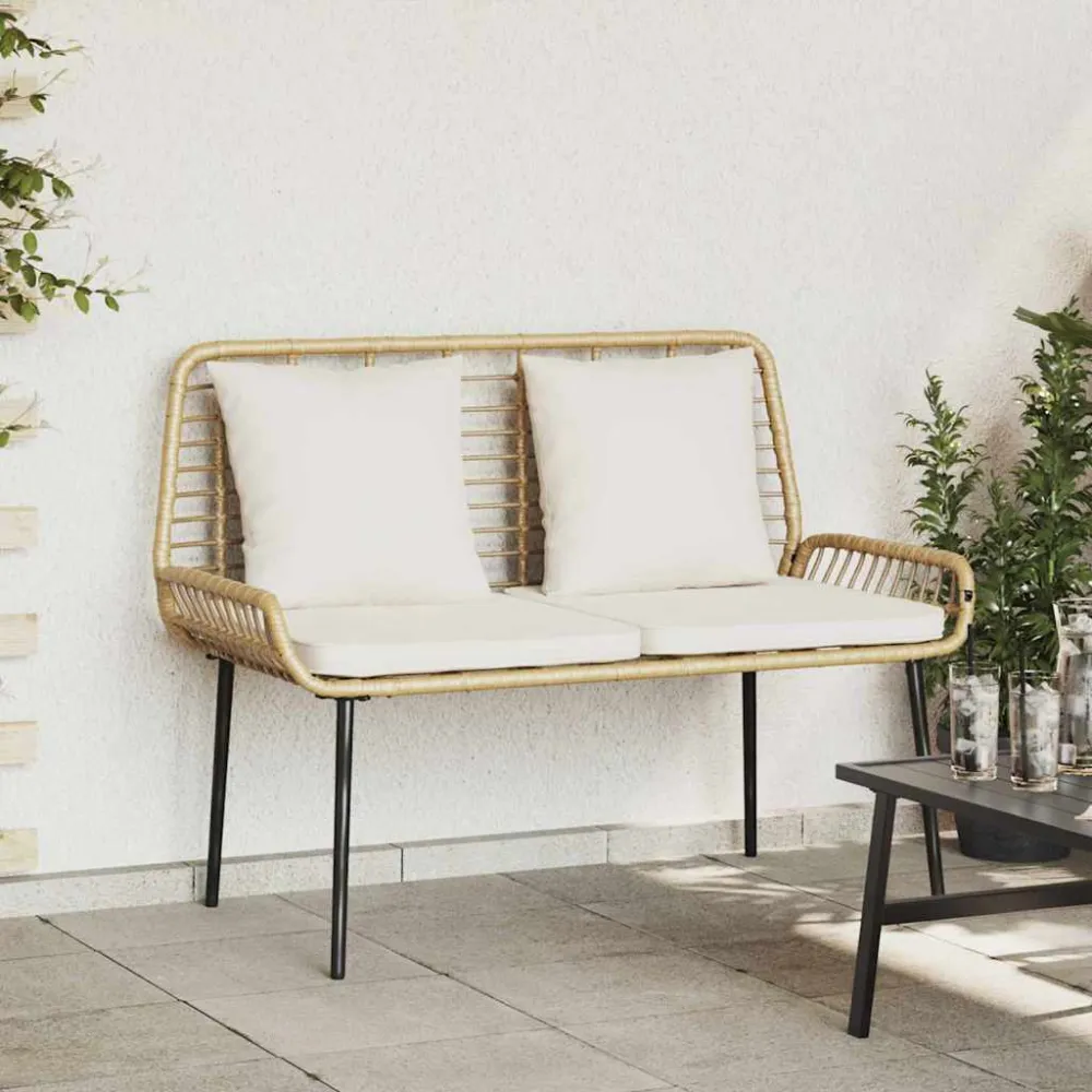 Tuinbank Bruin en Crème poly rattan vidaXL