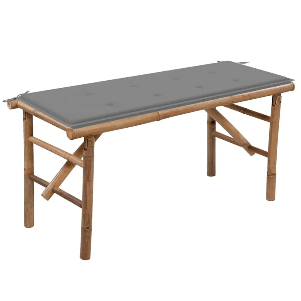 Tuinbank inklapbaar met kussen 118 cm bamboe vidaXL