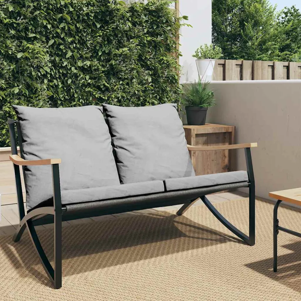 Tuinbank met kussens 120 cm staal zwart vidaXL