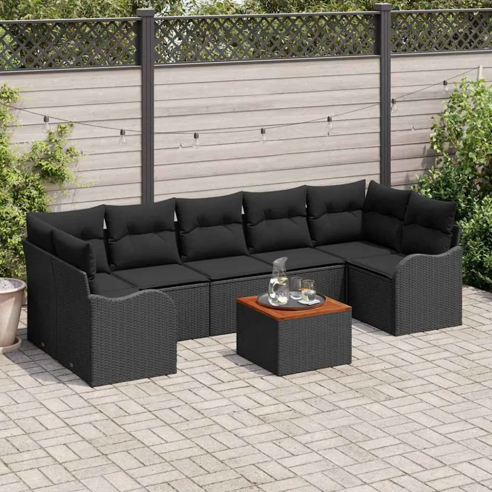 Tuinbankenset met opslag 8 pcs Zwart poly rattan vidaXL