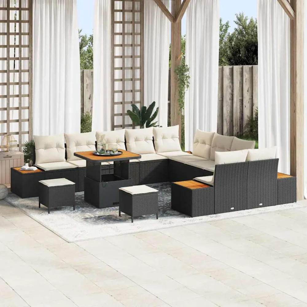 Tuinbankenset 13 pcs Zwart poly rattan vidaXL
