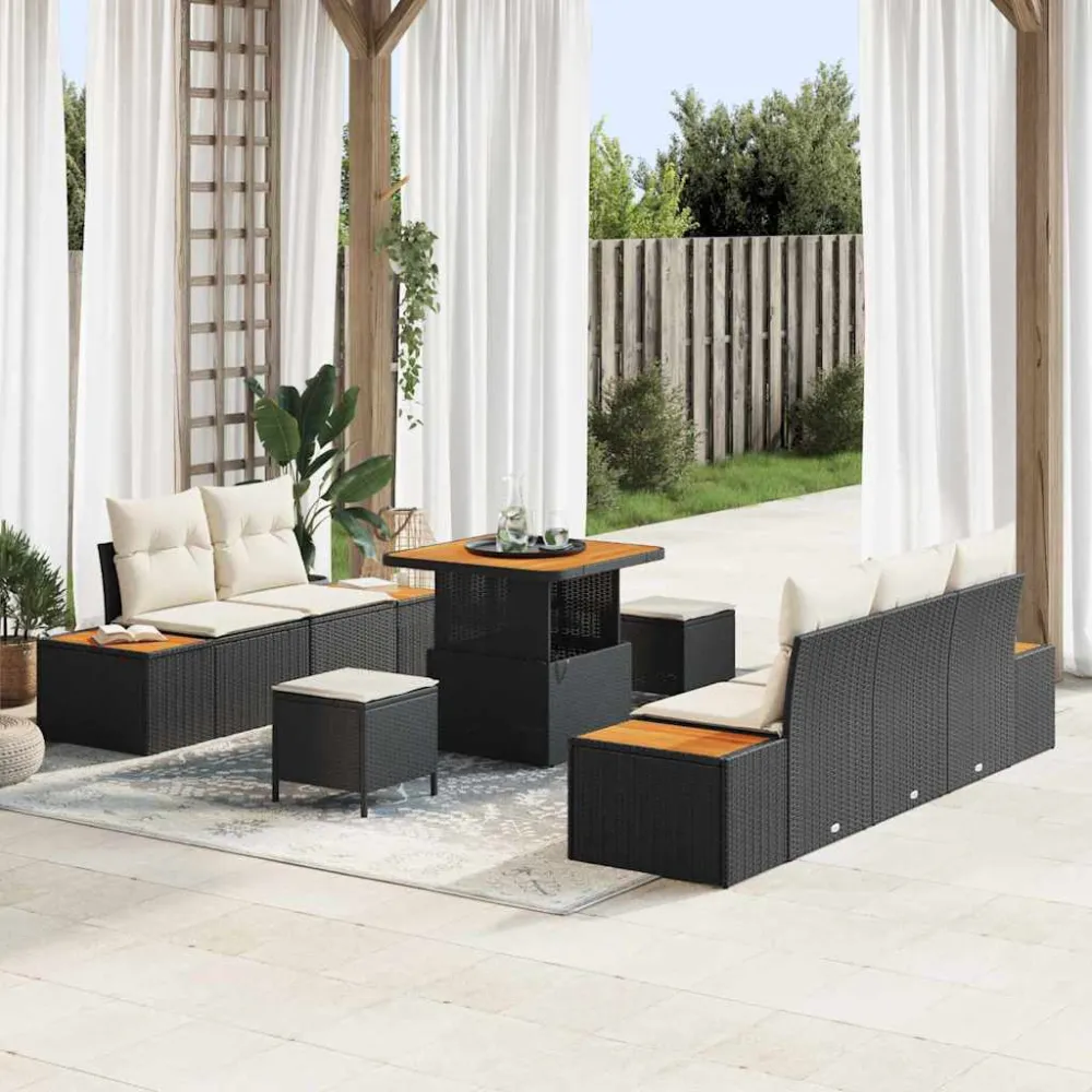 Tuinbankenset 8 pcs Zwart poly rattan vidaXL