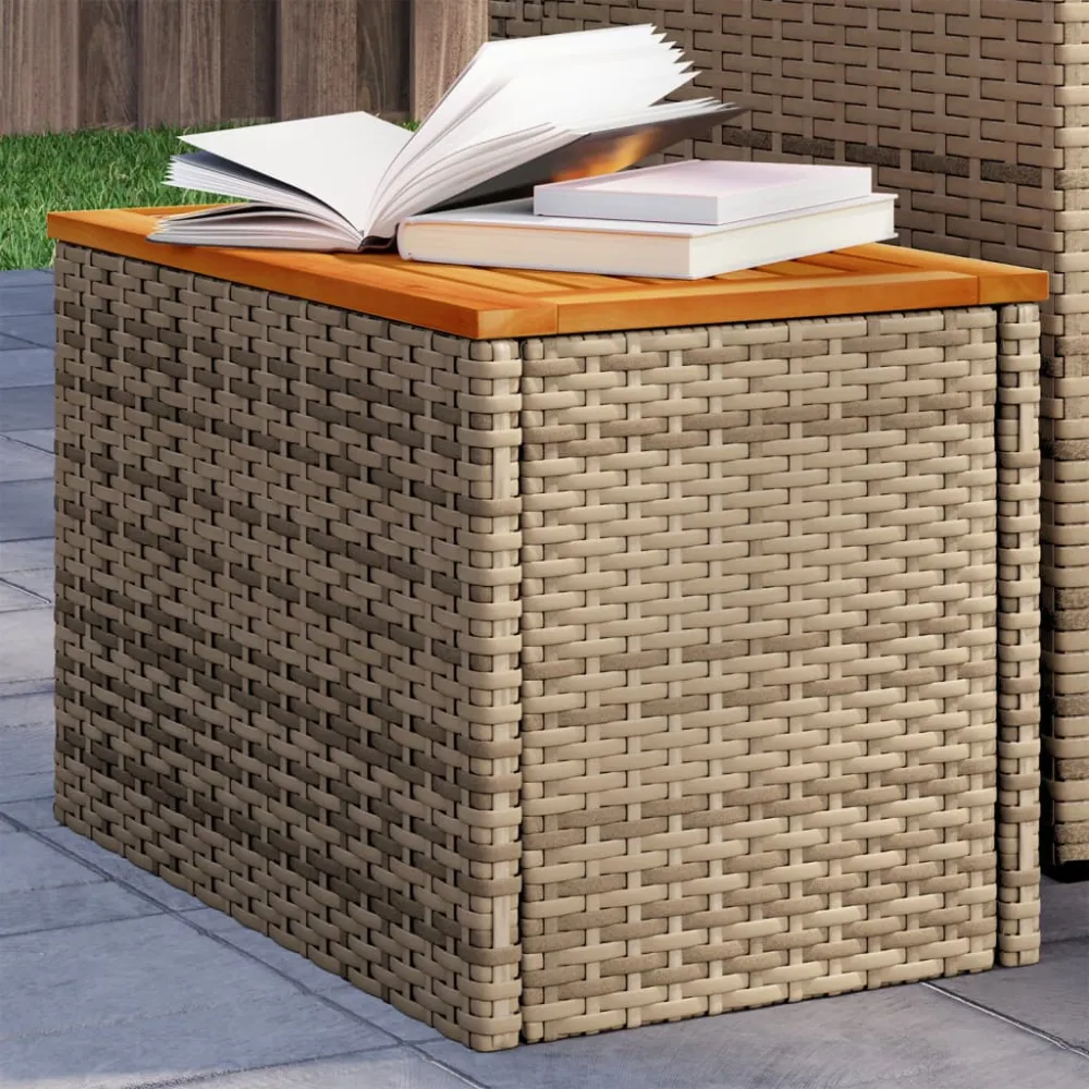 Tuinbijzettafels 2 st 55x34x37 cm poly rattan en hout beige vidaXL