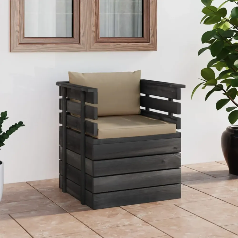 Tuinfauteuil met kussens pallet grenenhout vidaXL