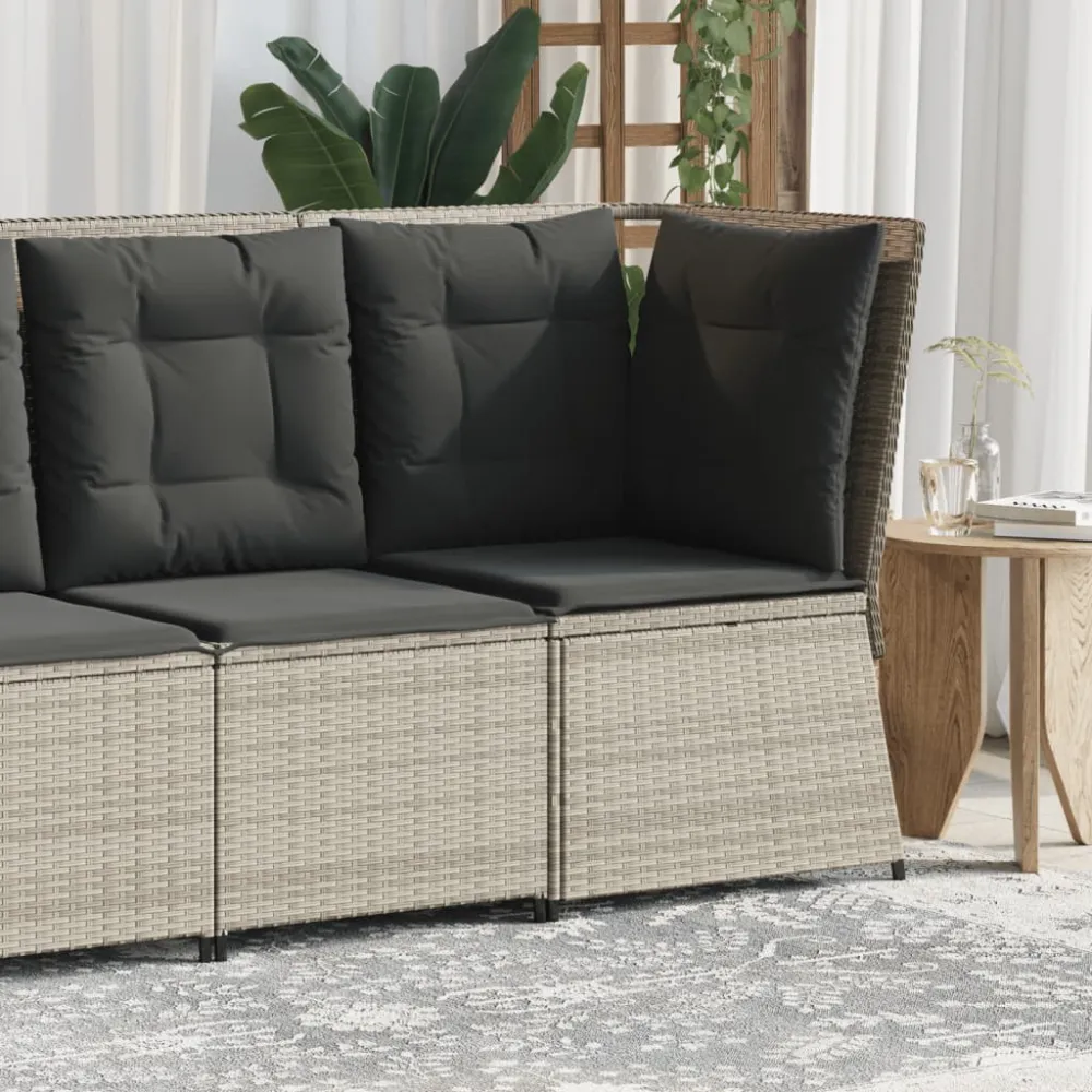 Tuinhoekbank met kussens poly rattan lichtgrijs vidaXL