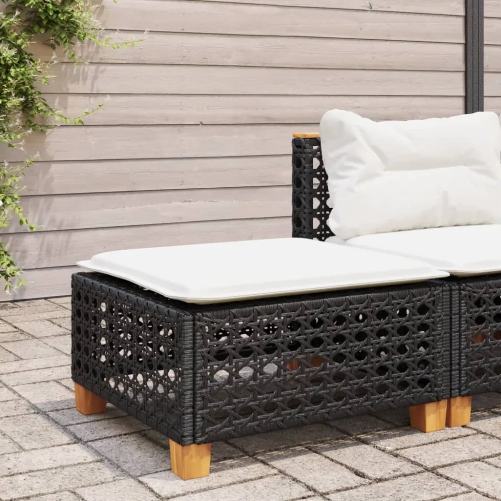 Tuinkruk met kussen 63,5x56x32 cm poly rattan zwart vidaXL
