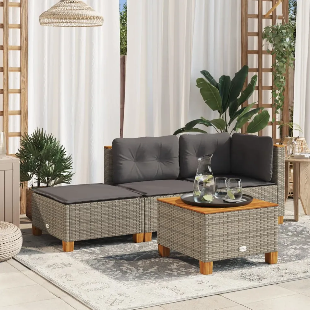 Tuinkruk met kussen 63,5x56x32 cm poly rattan grijs vidaXL